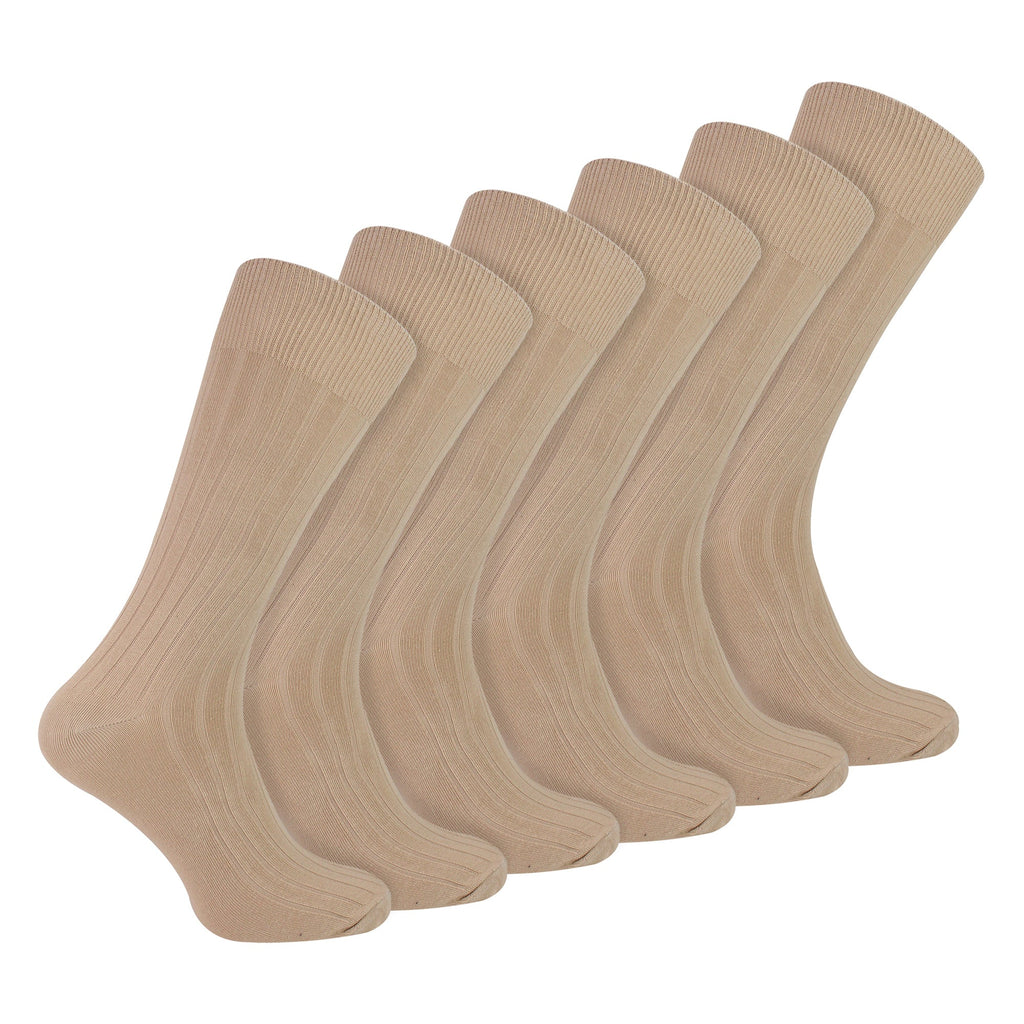 Mens Plain Coloured Cotton Rich Ribbed Dress Socks