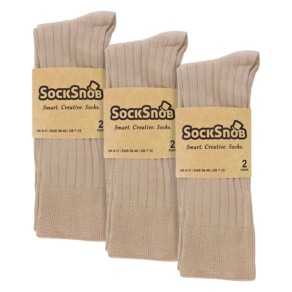 Mens Plain Coloured Cotton Rich Ribbed Dress Socks