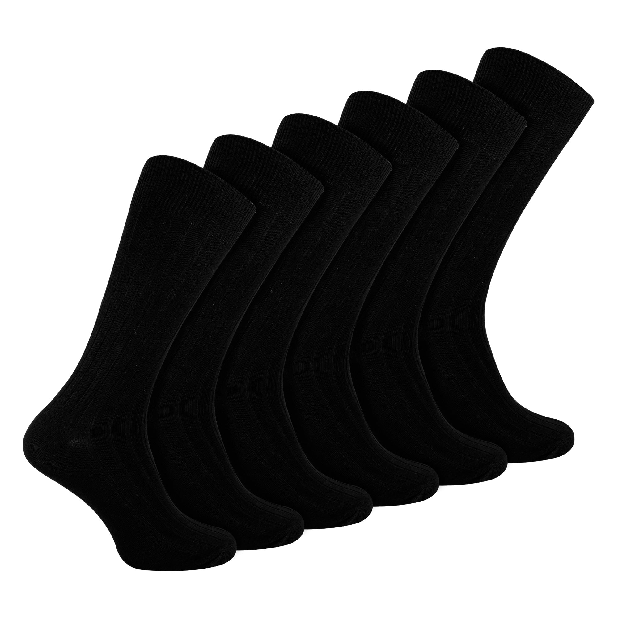 Mens Plain Coloured Cotton Rich Ribbed Dress Socks