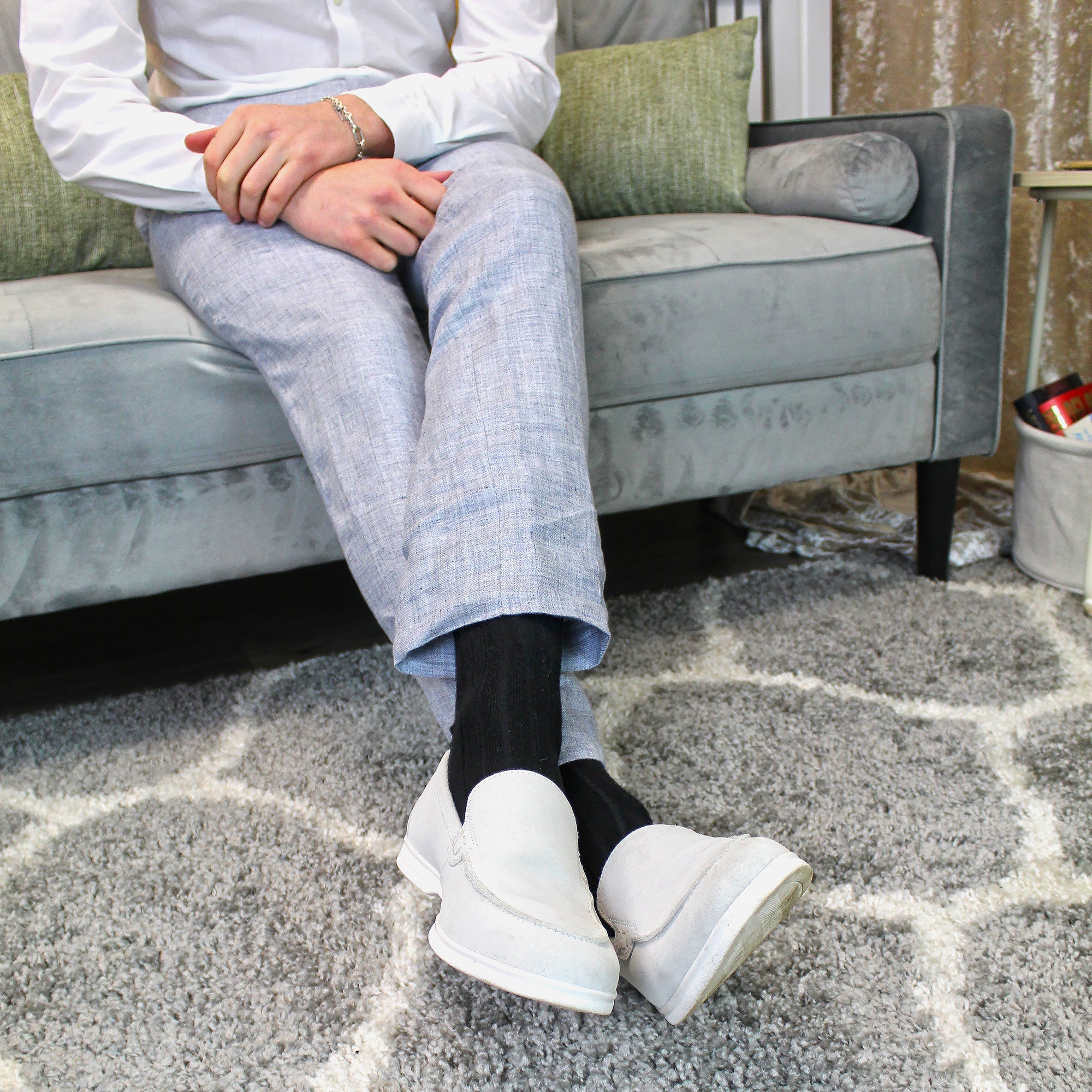 Mens Plain Coloured Cotton Rich Ribbed Dress Socks