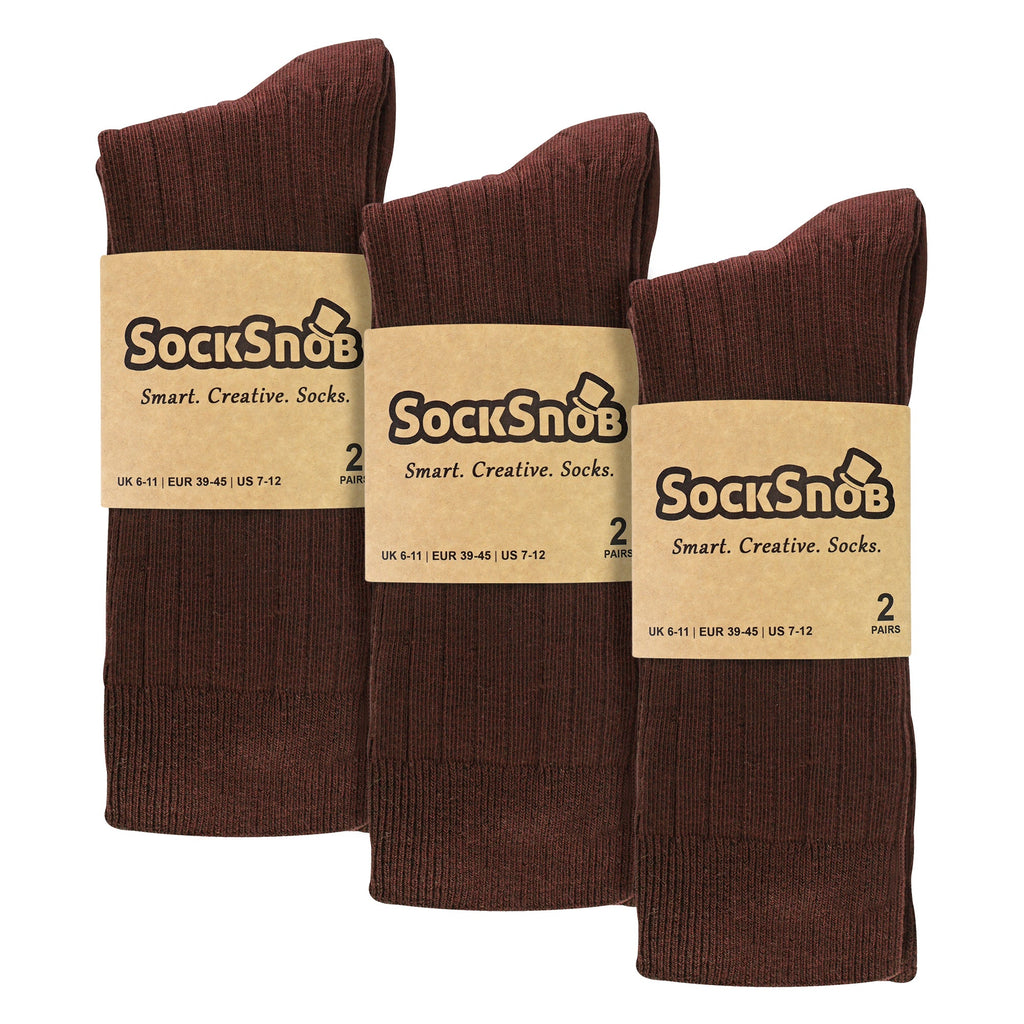 Mens Plain Coloured Cotton Rich Ribbed Dress Socks