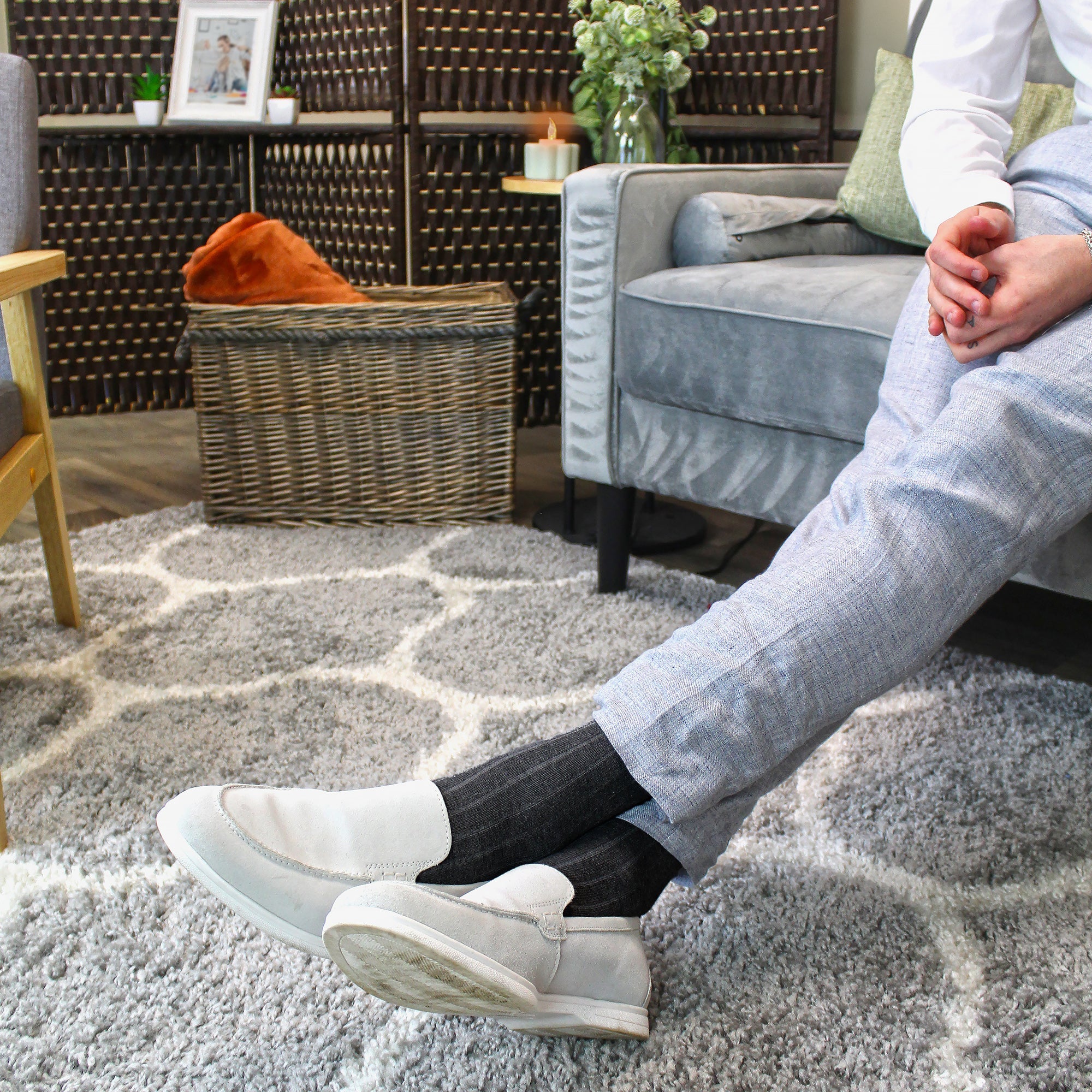 Mens Plain Coloured Cotton Rich Ribbed Dress Socks