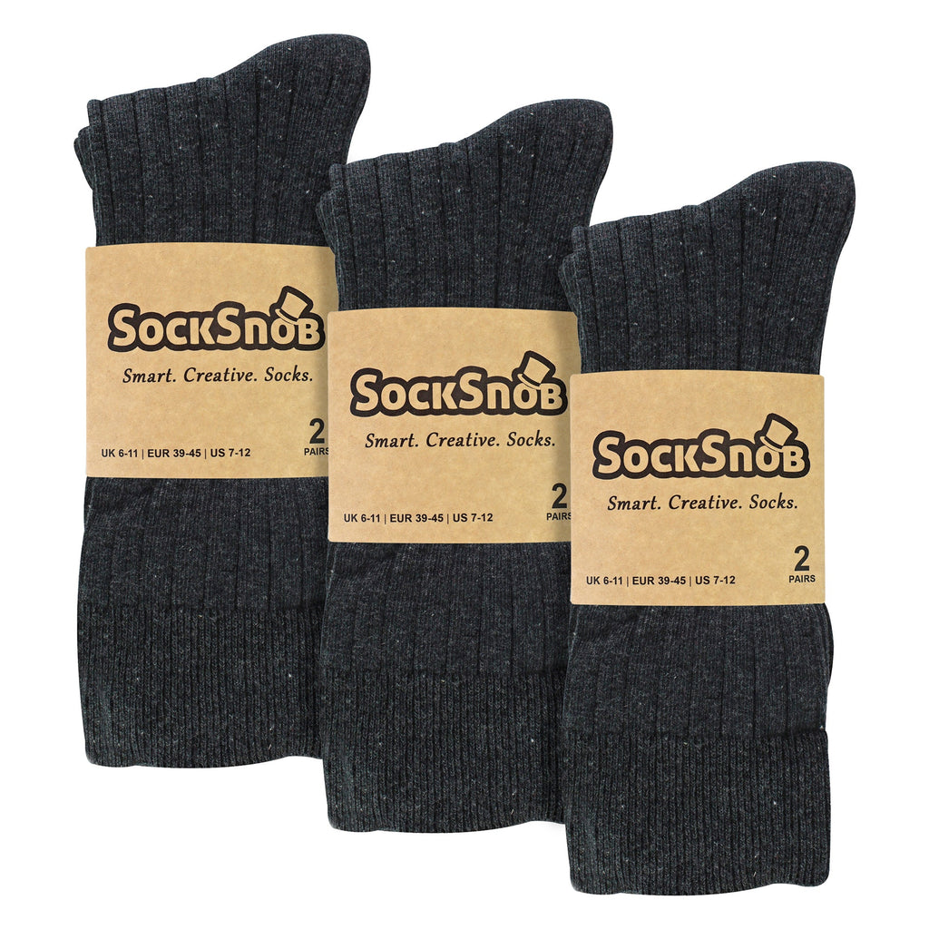 Mens Plain Coloured Cotton Rich Ribbed Dress Socks