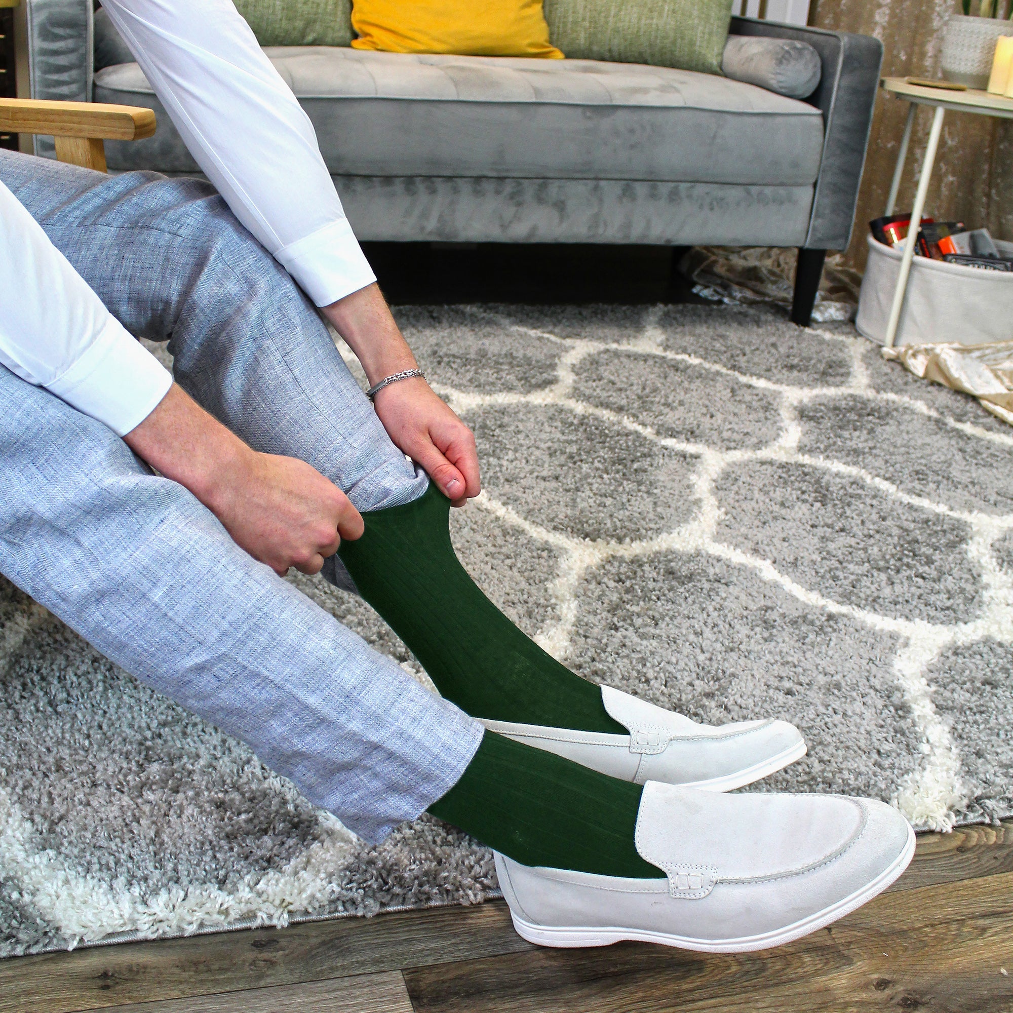 Mens Plain Coloured Cotton Rich Ribbed Dress Socks