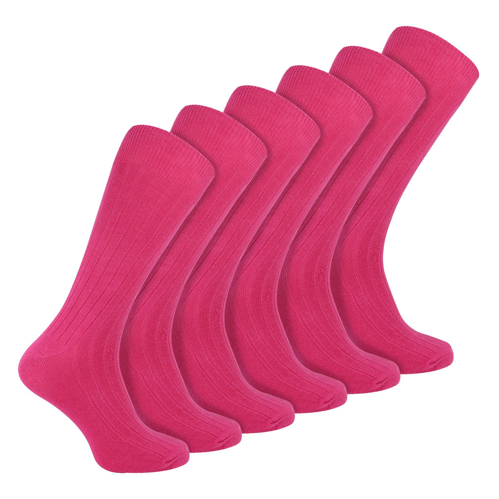 Mens Plain Coloured Cotton Rich Ribbed Dress Socks