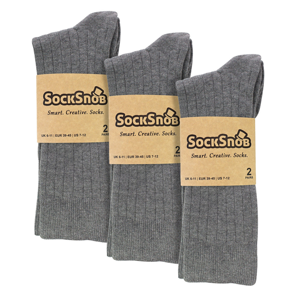 Mens Plain Coloured Cotton Rich Ribbed Dress Socks