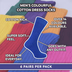 Mens Plain Coloured Cotton Rich Ribbed Dress Socks
