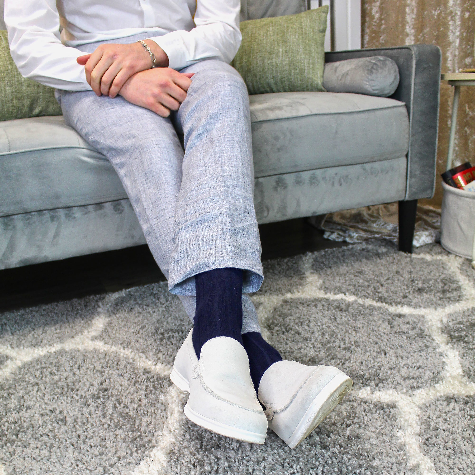 Mens Plain Coloured Cotton Rich Ribbed Dress Socks