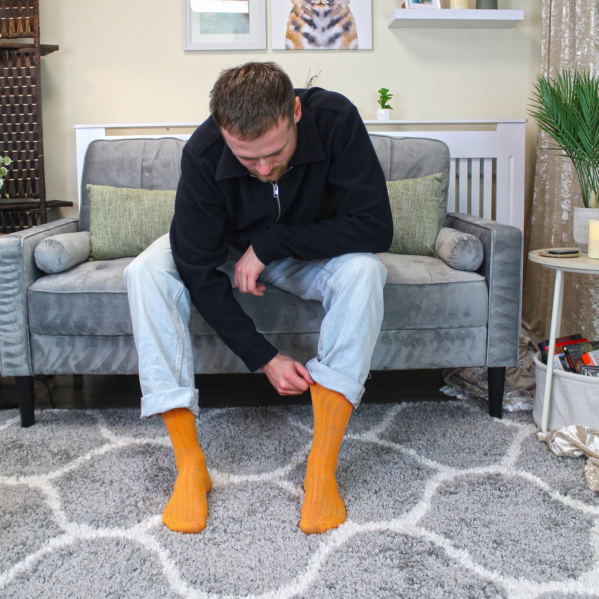 Mens Plain Coloured Cotton Rich Ribbed Dress Socks