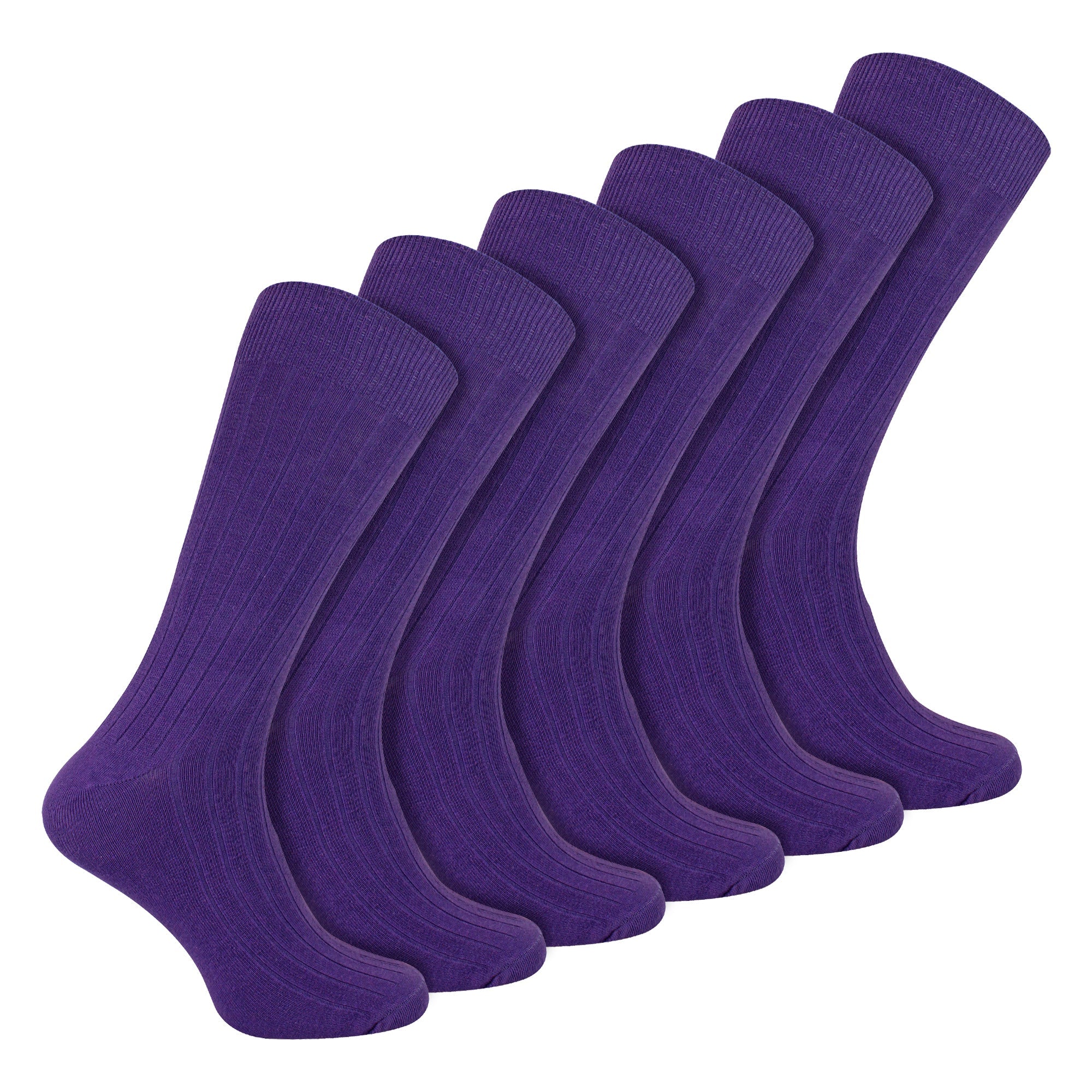 Mens Plain Coloured Cotton Rich Ribbed Dress Socks