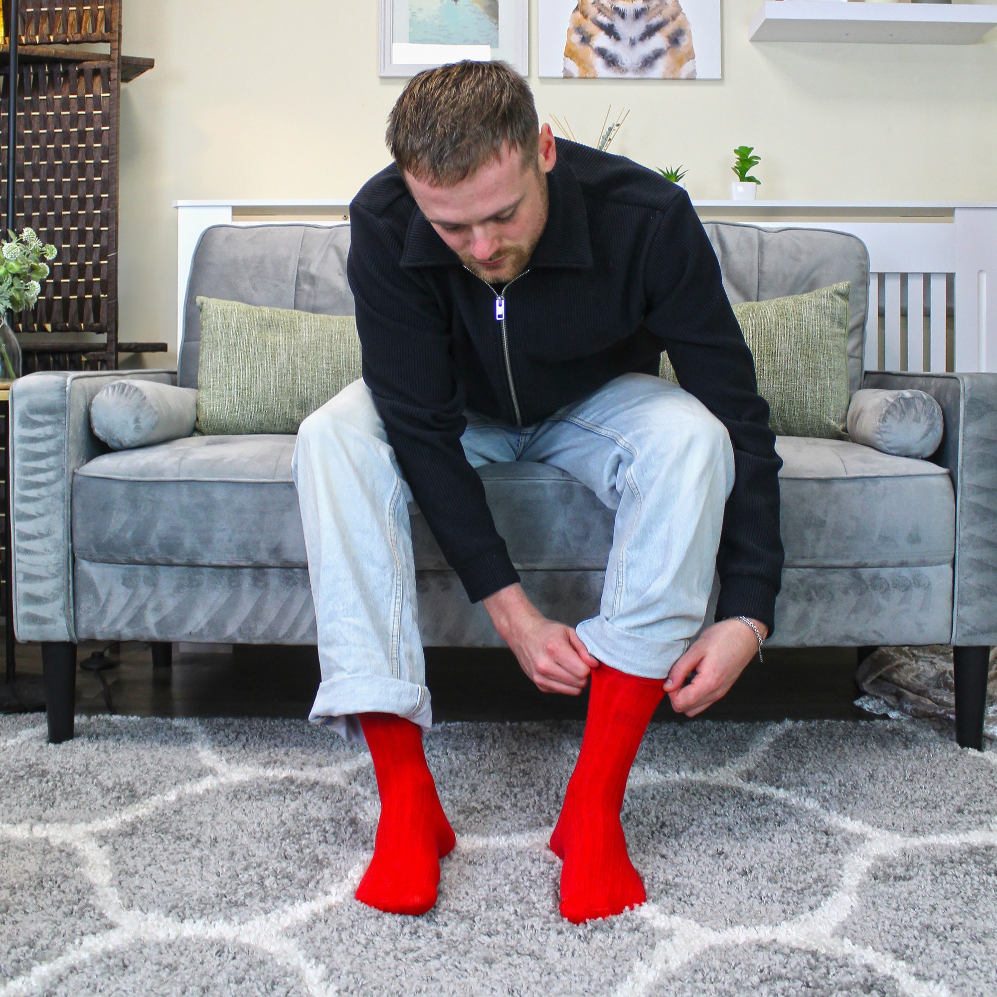 Mens Plain Coloured Cotton Rich Ribbed Dress Socks