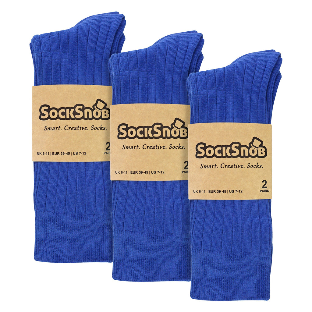 Mens Plain Coloured Cotton Rich Ribbed Dress Socks