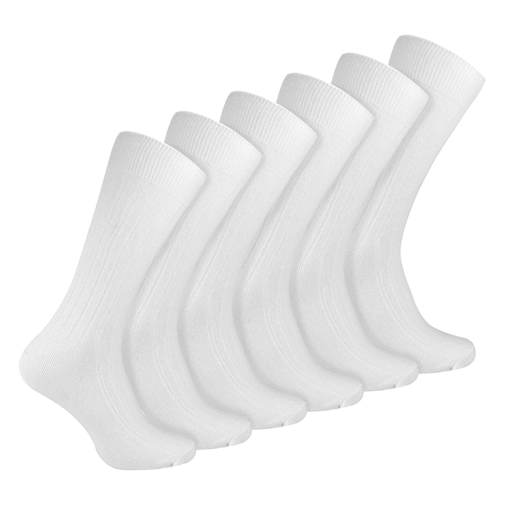 Mens Plain Coloured Cotton Rich Ribbed Dress Socks
