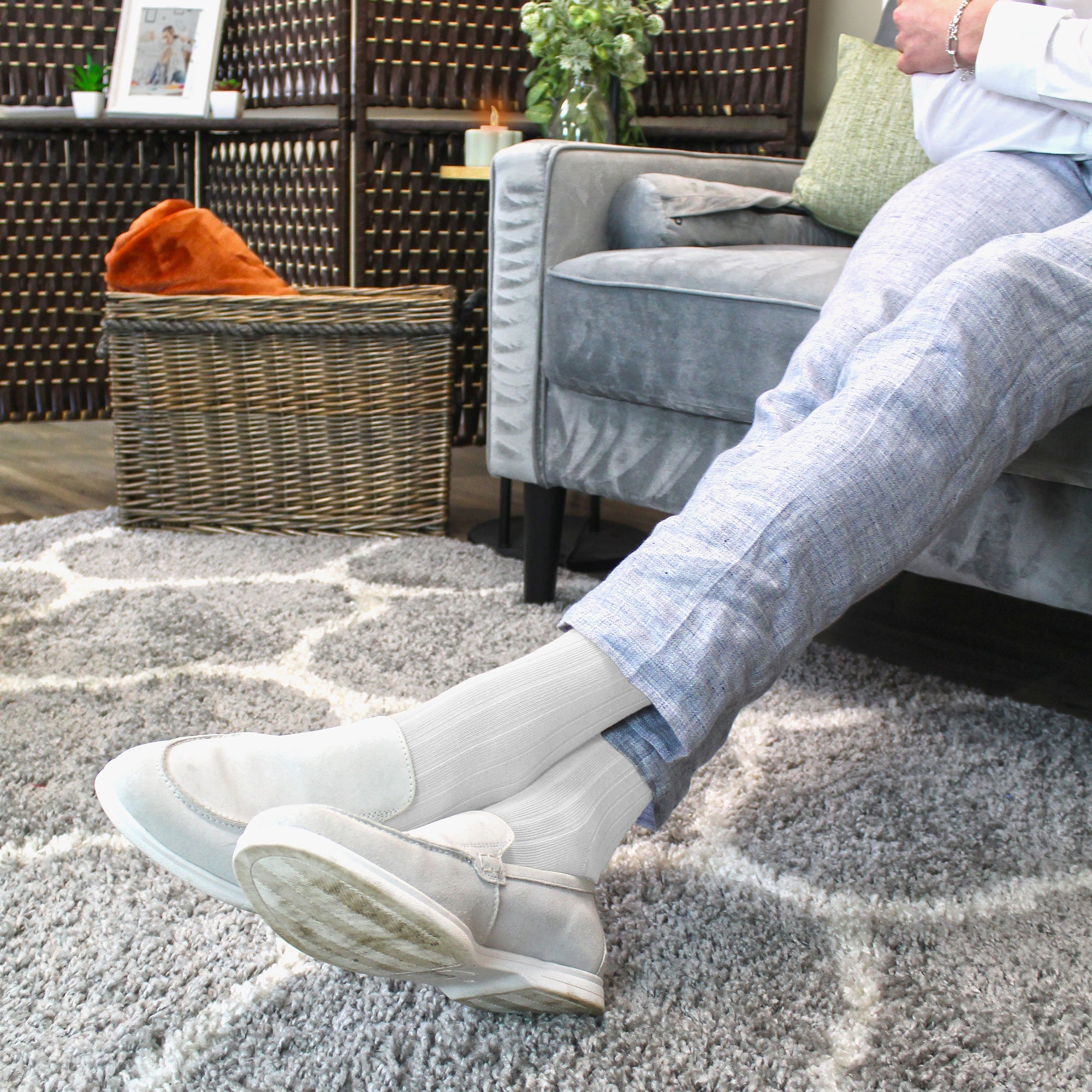 Mens Plain Coloured Cotton Rich Ribbed Dress Socks