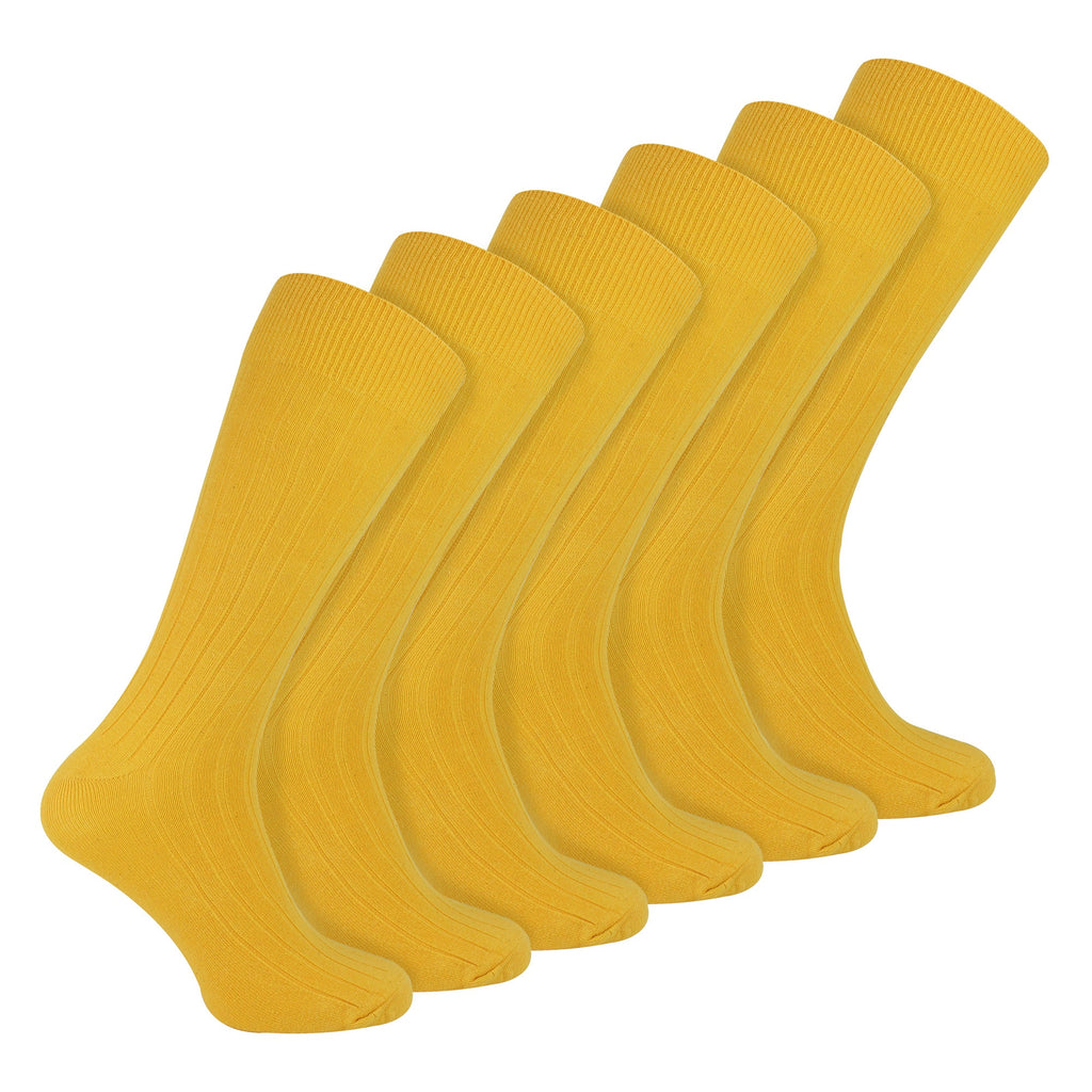 Mens Plain Coloured Cotton Rich Ribbed Dress Socks