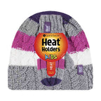Kids Fleece Lined Knitted Striped Colourful Winter Thermal Hat & Mittens Set