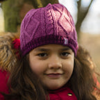 Kids Girls Cable Knitted Warm Fleece Lined Winter Hat & Gloves Set
