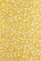 Prudence Micro Blossom Print Short Sleeve Laced Back Mini Dress In Yellow