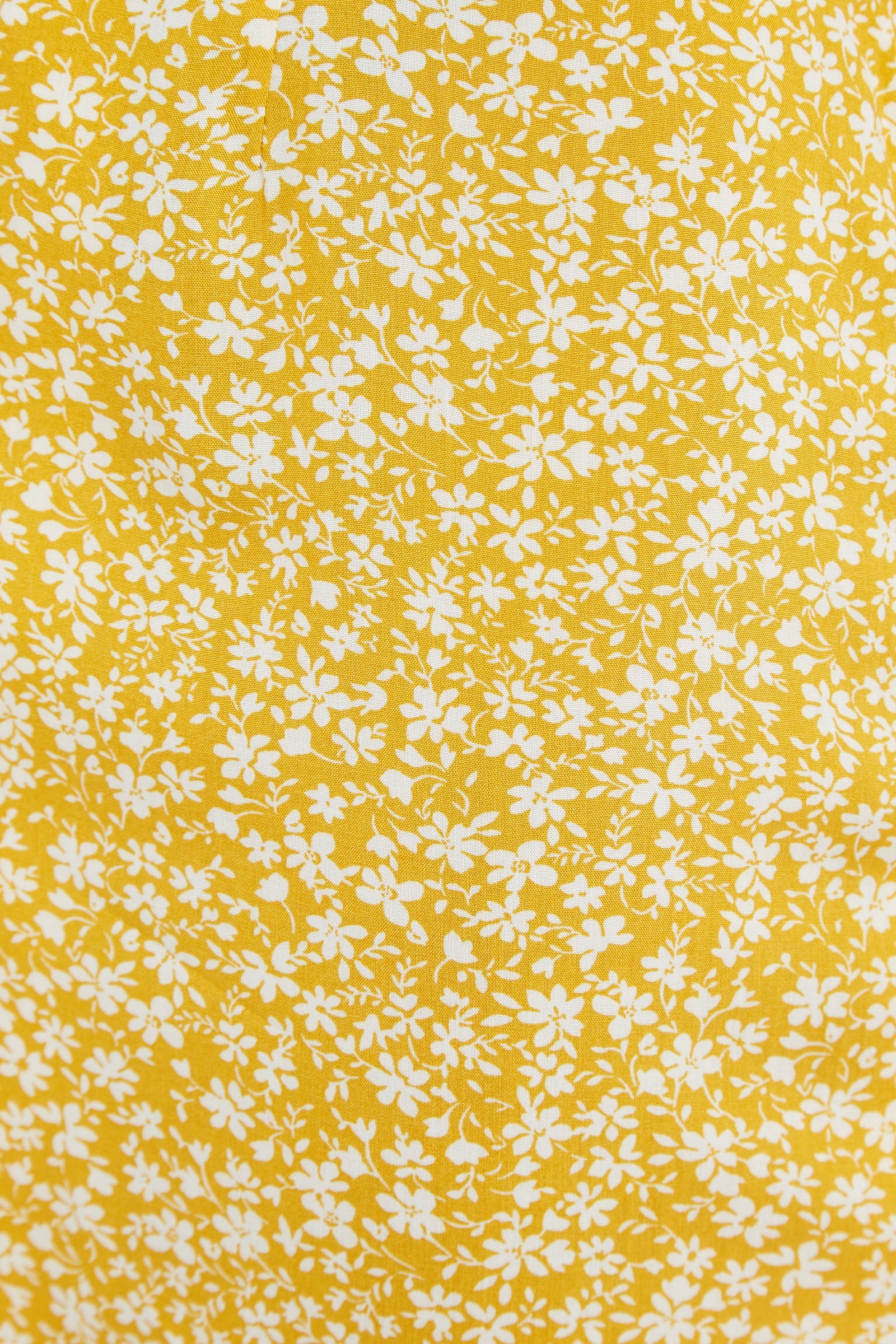 Prudence Micro Blossom Print Short Sleeve Laced Back Mini Dress In Yellow