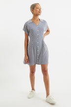 Prudence School Stripe Laced Back Mini Dress