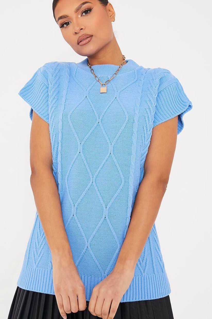 Diamond Knitt Short Sleeve Vest Jumper