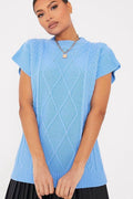 Diamond Knitt Short Sleeve Vest Jumper