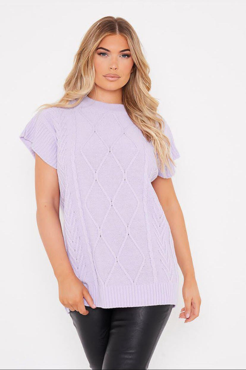 Diamond Knitt Short Sleeve Vest Jumper