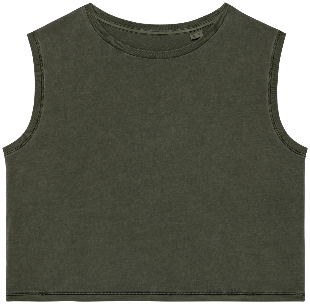Organic Faded Cropped Tank Top: Womens