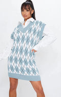 Petite Sage Diamond Knit Sleeveless Dress