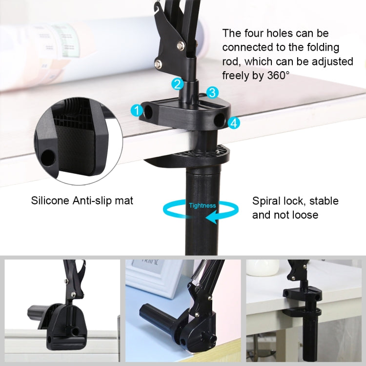 PULUZ  Live Broadcast Desktop Arm Stand Suspension Clamp Holder with Tablet PC Clamp(Black)