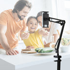 PULUZ  Live Broadcast Desktop Arm Stand Suspension Clamp Holder with Tablet PC Clamp(Black)