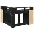 Modern Wooden Home Office Gaming Corner Computer Desk With LED Lights Storage