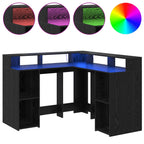 Modern Wooden Home Office Gaming Corner Computer Desk With LED Lights Storage