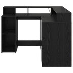 Modern Wooden Home Office Gaming Corner Computer Desk With LED Lights Storage