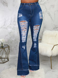 Stylish Versatile Hollow Out Bootcut Jeans Women