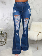Stylish Versatile Hollow Out Bootcut Jeans Women