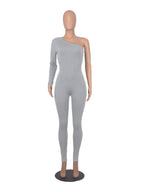 Fall One-shoulder Long Sleeve Slim Jumpsuits
