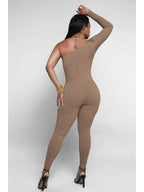 Fall One-shoulder Long Sleeve Slim Jumpsuits