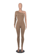 Fall One-shoulder Long Sleeve Slim Jumpsuits