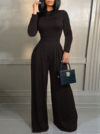 Long sleeve Stand Collar Wide Leg Jumpsuits