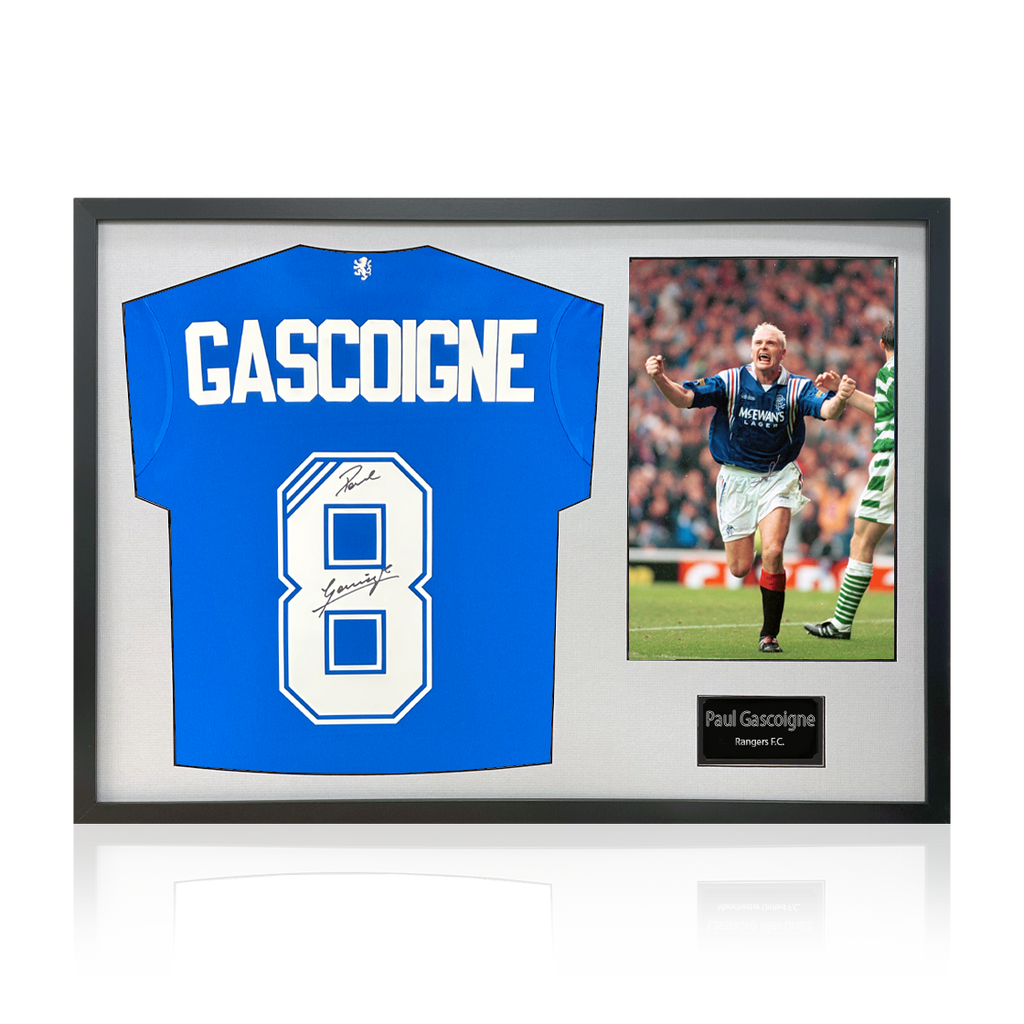 Paul Gascoigne Signed Rangers Shirt Classic Frame