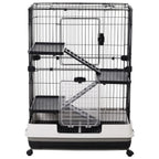 PawHut Metal Wire 3-Tier Small Guinea Pigs Hutches Rabbits Hutches Black/White