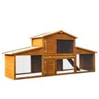 PawHut Small Animal Deluxe XXL Fir Wood 2-Tier Guinea Pigs Hutches Natural Wood Tone