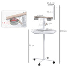 PawHut Bird Stand with Four Wheels, Perches, Stainless Steel Feed Bowls, Round Tray, for Garden, Indoor, Outdoor - White