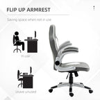 Vinsetto Computer Gaming Chair, Office Desk Swivel Chair, PU Leather Racing Chair with 90\'c2\'b0 Flip-up Armrest, Adjustable Height and Rolling Wheels, Grey