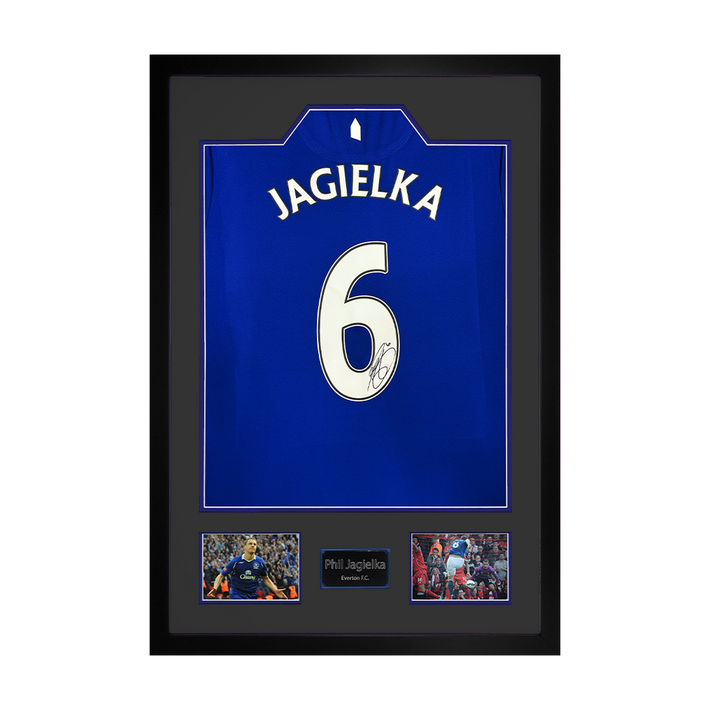 Phil Jagielka Signed Everton Shirt Premium Frame
