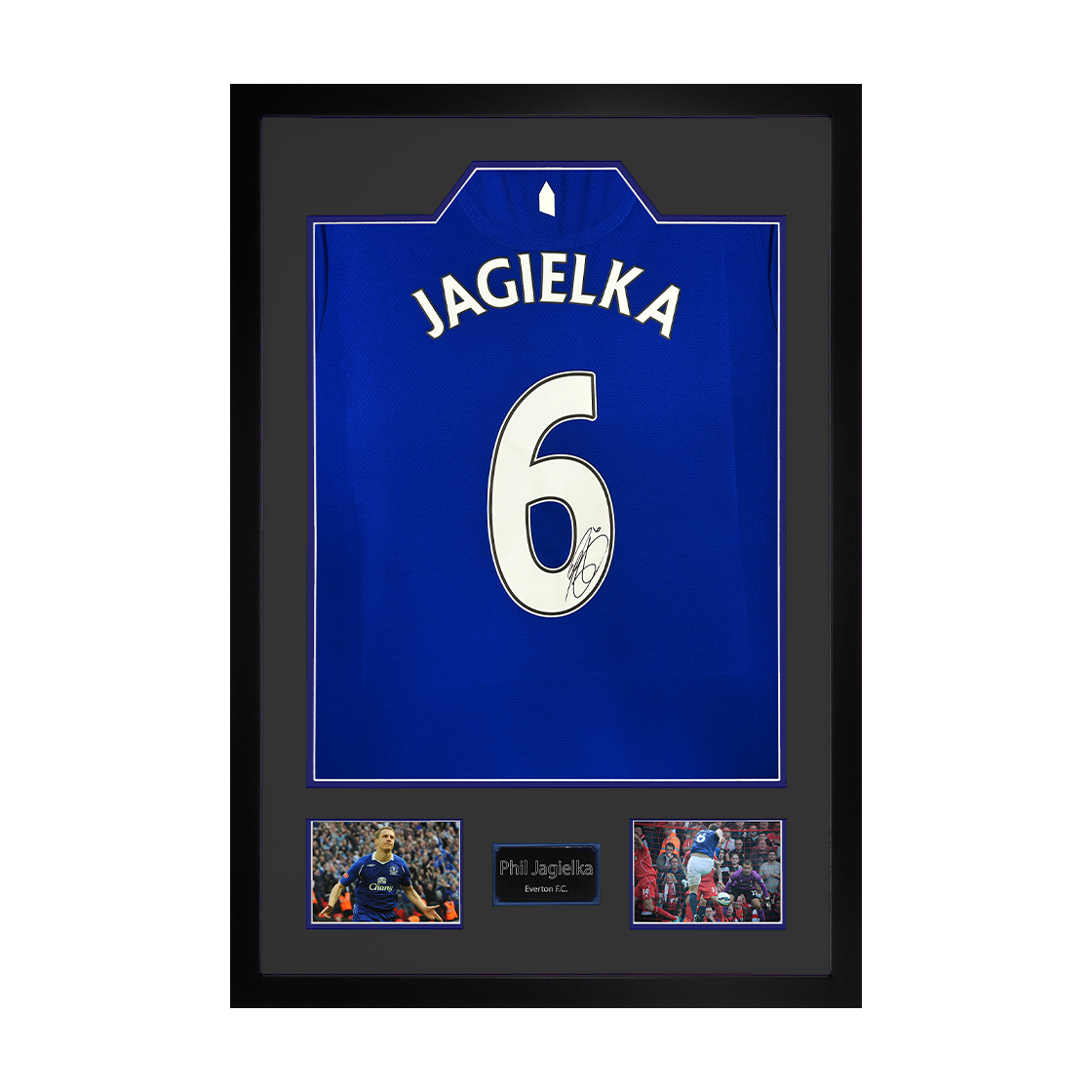 Phil Jagielka Signed Everton Shirt Premium Frame