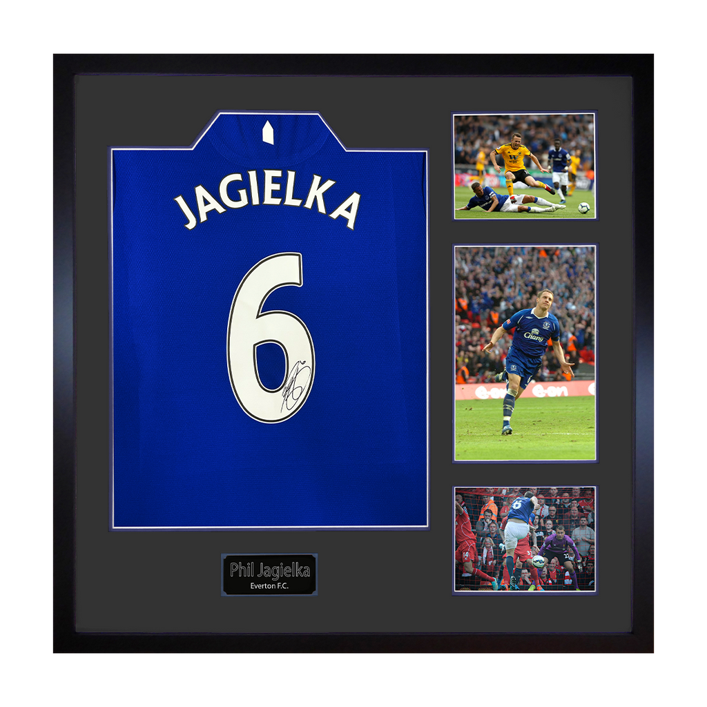Phil Jagielka Signed Everton Shirt Elite Frame