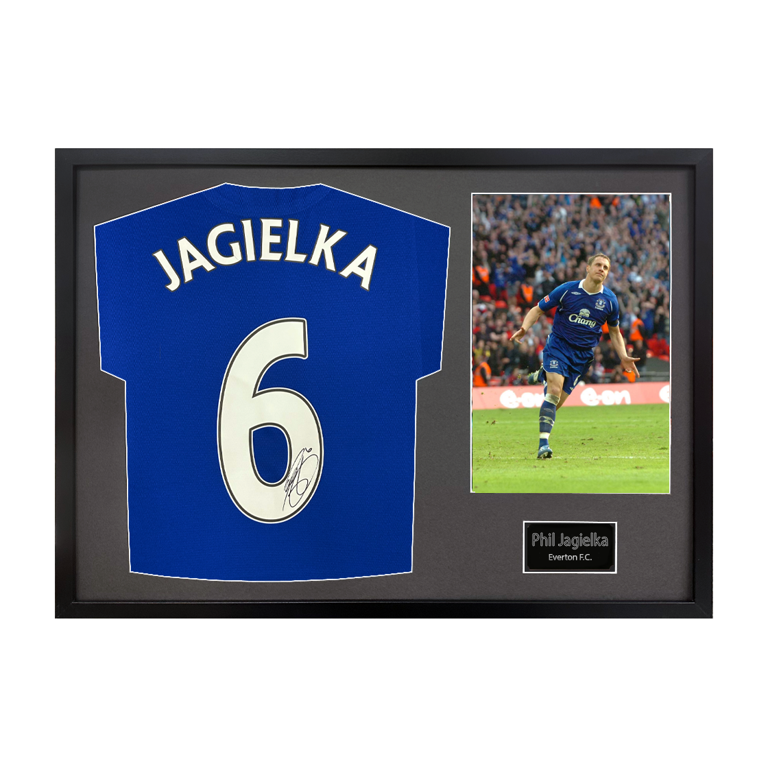 Phil Jagielka Signed Everton Shirt Classic Frame