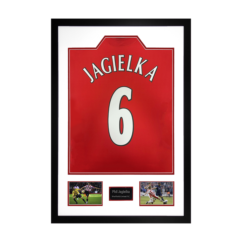 Phil Jagielka Signed Sheffield United Shirt Premium Frame
